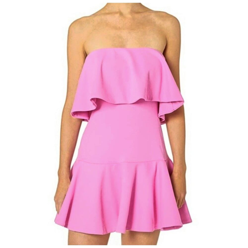 Susana Monaco Pink Sleeveless Ruffle Drop Waist Flounce Mini Dress Size S